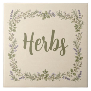 Carreau Bordure florale de jardin botanique vintage d'herb