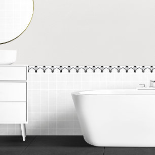 Carreau Bordure géométrique Art Déco noir blanc élégant