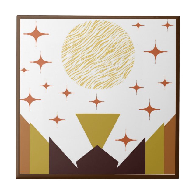 Carreau Bordure géométrique du milieu du siècle (Devant)