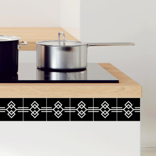 Carreau Bordure géométrique simple Art Déco noir blanc 03
