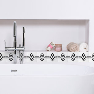 Carreau Bordure géométrique simple Art Déco noir blanc 03