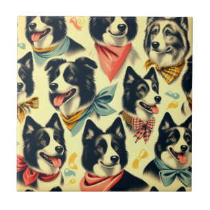 Carreau Bordure vintage Collie sans fil