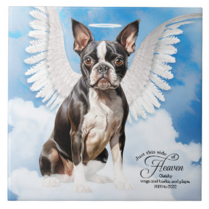 Carreau Boston Terrier Dog Angel Custom Pet Memorial
