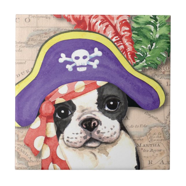 Carreau Boston Terrier Pirate (Devant)