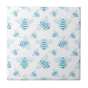 Carreau Botanique abeille vintage bleu (1)