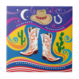 Carreau Bottes de Cowboy et Étoiles du Désert