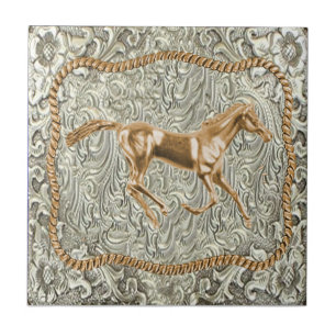 Carreau Boucle de ceinture Western Gold Horse