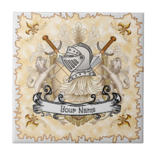 Carreau Bouclier de chevalier sépia nom de famille