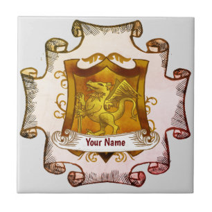 Carreau Bouclier de Dragons  Blason de Famille Nom de Fami