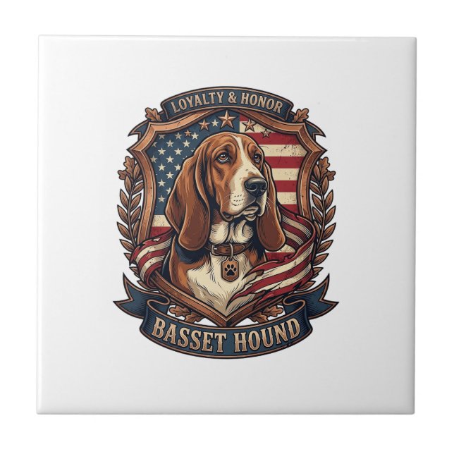 Carreau Bouclier de drapeau américain de chien de loyauté  (Devant)