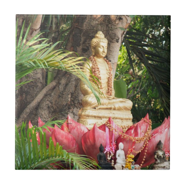 Carreau bouddhisme, bouddha, statue, religion, doré, asie, (Devant)