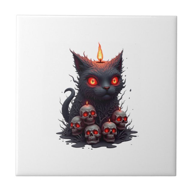 Carreau Bougie Chat Effrayant (Devant)