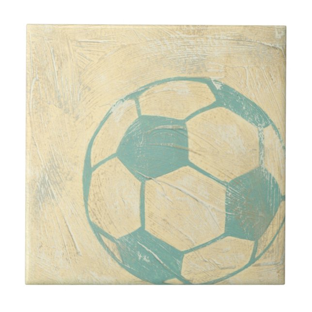 Carreau Boule de soccer bleu Pastel par Chariklia Zarris (Devant)