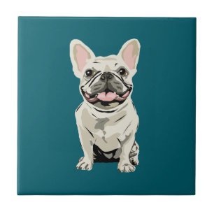 Carreau Bouledogue français crème, j'aime mon chien