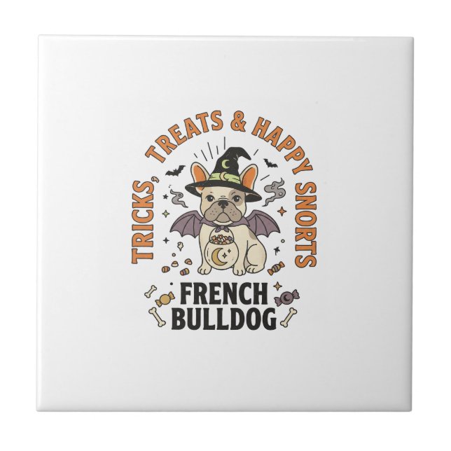 Carreau Bouledogue Français Farceur Halloween (Devant)
