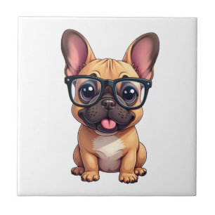 Carreau Bouledogue français portant des lunettes
