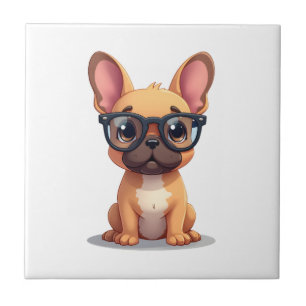 Carreau Bouledogue français portant des lunettes Copie