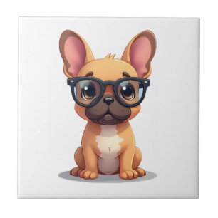 Carreau Bouledogue français portant des lunettes Copie