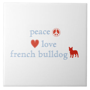 Carreau Bouledogues français d'amour de paix