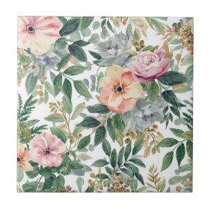 Carreau Bouquet botanique aquarelle feuilles d'eucalyptus