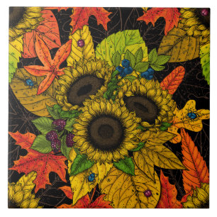 Carreau Bouquet d'automne noir