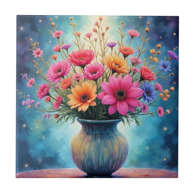 Carreau Bouquet de fleurs colorées (Devant)