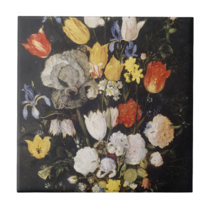 Carreau Bouquet de fleurs dans un vase de terre