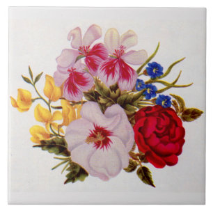 Carreau bouquet de fleurs du 18ème siècle arrangement flor