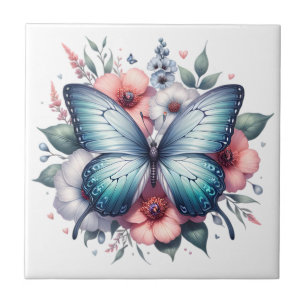 Carreau Bouquet de fleurs papillon vibrant Art-96283