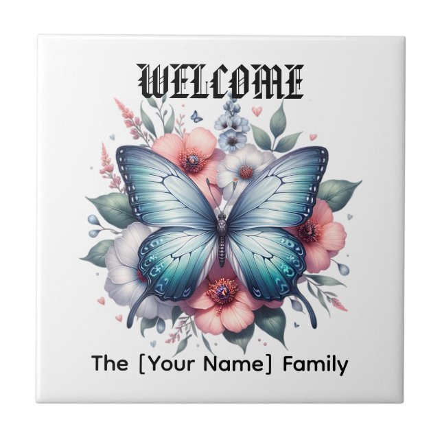 Carreau Bouquet de fleurs papillon vibrant Art-96283 (Devant)