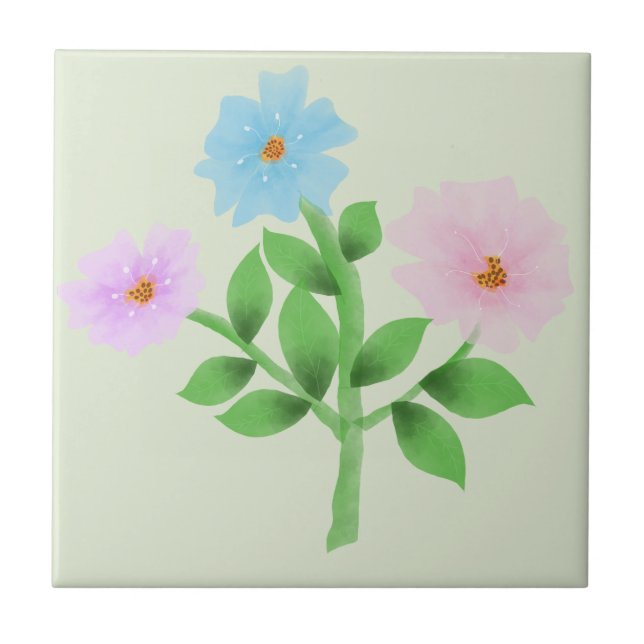Carreau Bouquet de fleurs sauvages à l'aquarelle éthérée - (Devant)