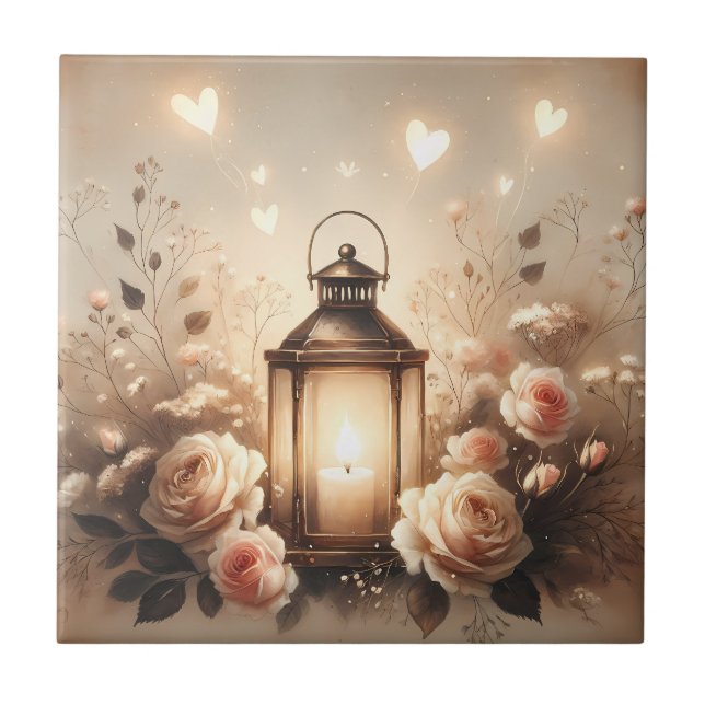 Carreau Bouquet de lanterne rose Glow (Devant)