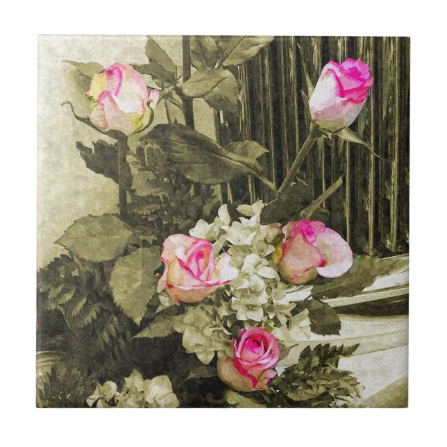 Carreau Bouquet de mariage vintage (Devant)