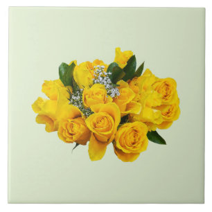 Carreau Bouquet de roses jaunes et baby's breath