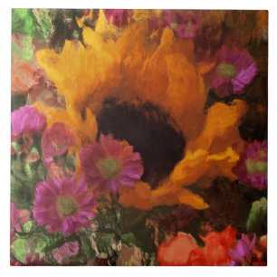 Carreau Bouquet floral impressionniste