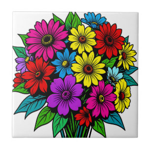 Carreau Bouquet floral multicolore vibrant