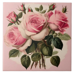Carreau Bouquet vintage rose Roses Floral