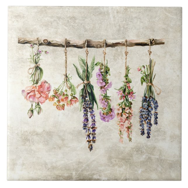 Carreau Bouquets rustiques de fleurs séchées  (Devant)