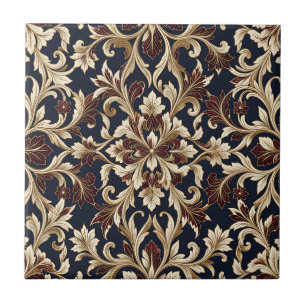 Carreau Bourgogne doré motif damassé baroque orné