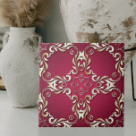 Carreau Bourgogne Et Or Élégant Vintage Classique Royal<br><div class="desc">La décoration exquise de carreaux de céramique présente un motif intemporel orné d'une riche bordure en faux or sur fond bordeaux.</div>