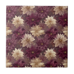 Carreau Bourgogne Pailleté Flocon de Neige Doré Glamour Hi