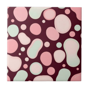 Carreau Bourgogne Rose Menthe Motif Abstrait Organique