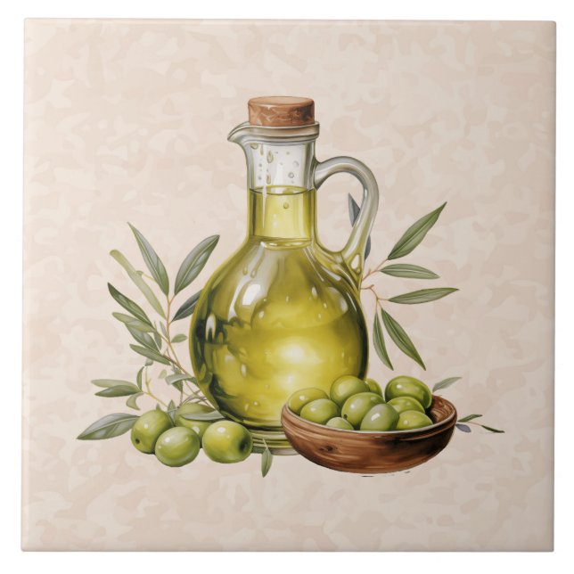 Carreau Bouteille d'huile d'olive de la Toscane rustique i (Devant)