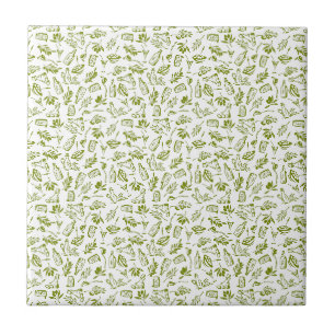 Carreau Bouteille d'huile d'olive méditerranéenne Motif de