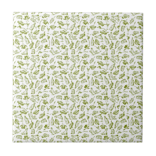 Carreau Bouteille d'huile d'olive méditerranéenne Motif de (Devant)