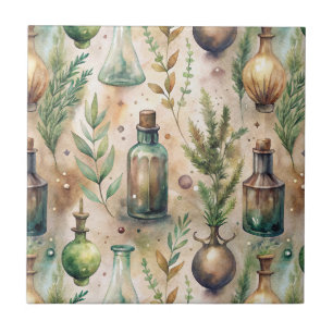 Carreau Bouteilles d'Apothicairerie Cottagecore Botanique