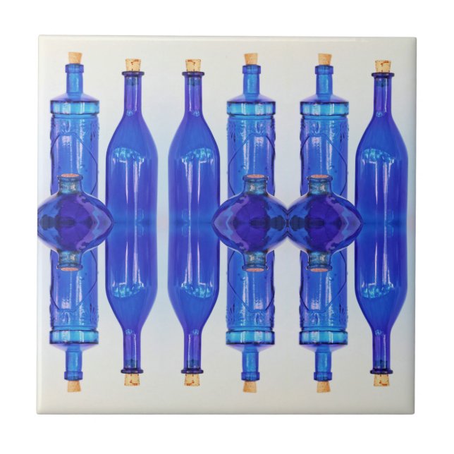 Carreau Bouteilles Liquidées En Verre Bleu (Devant)