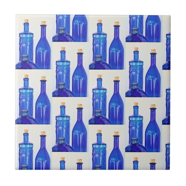 Carreau Bouteilles Liquidées En Verre Bleu (Devant)