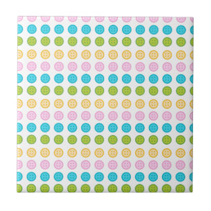Carreau Bouton bleu rose jaune motif accessoires tendance