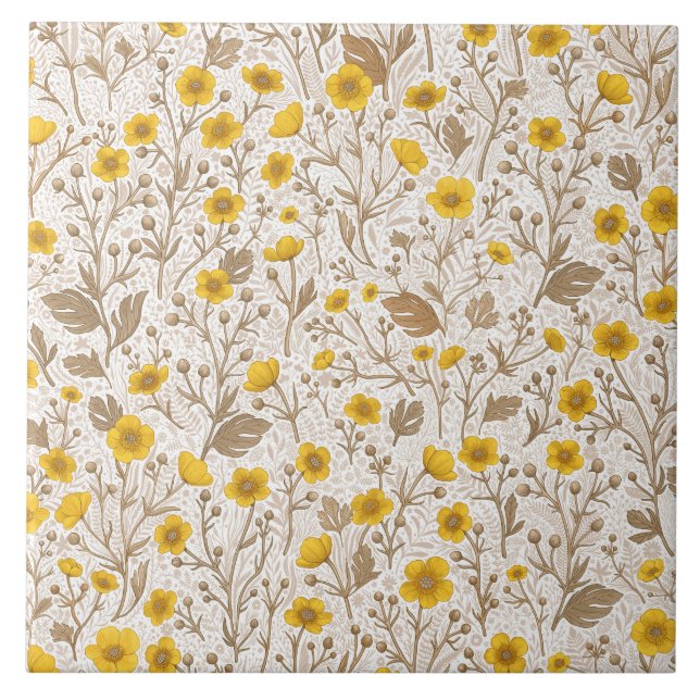 Carreau Boutons jaunes et bruns (Devant)